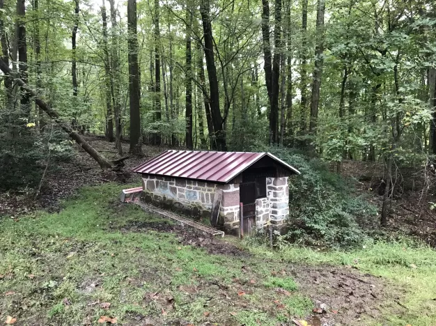 springhouse spring house metal roof water shed