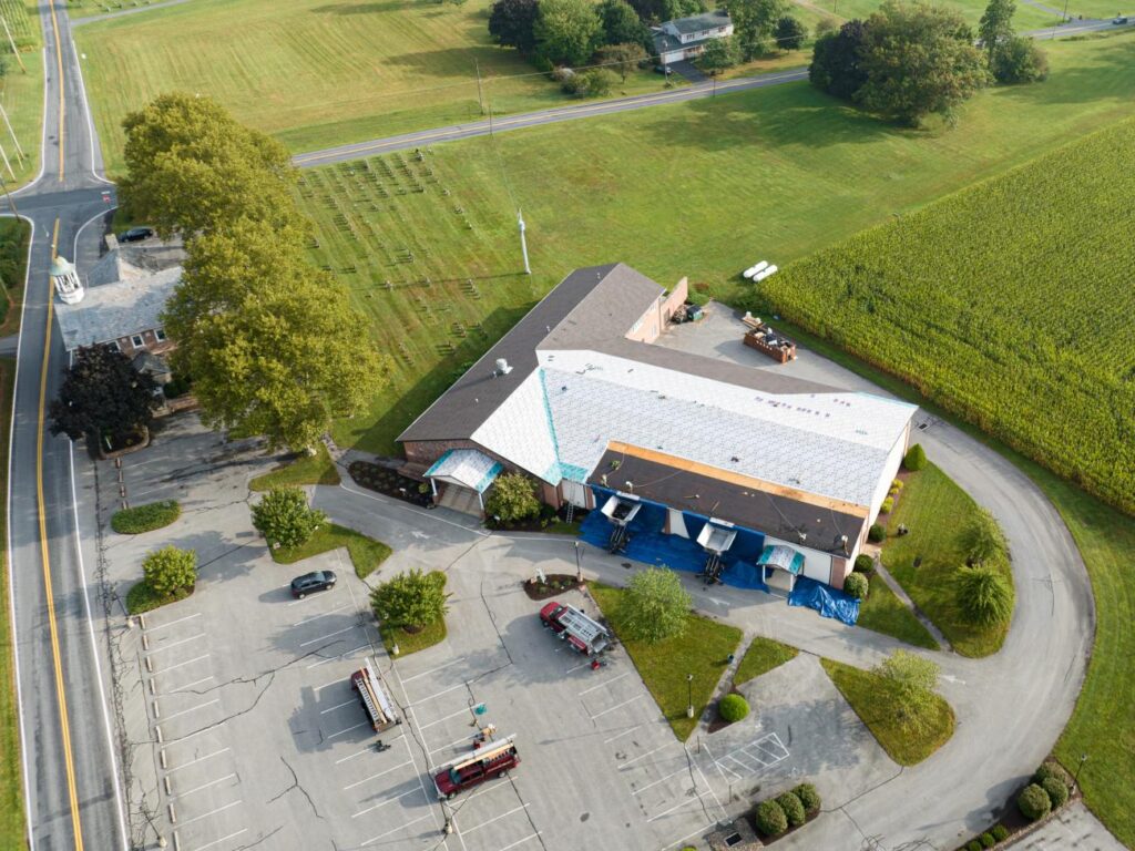 MR Roofing Asphalt Church Roof in Progress